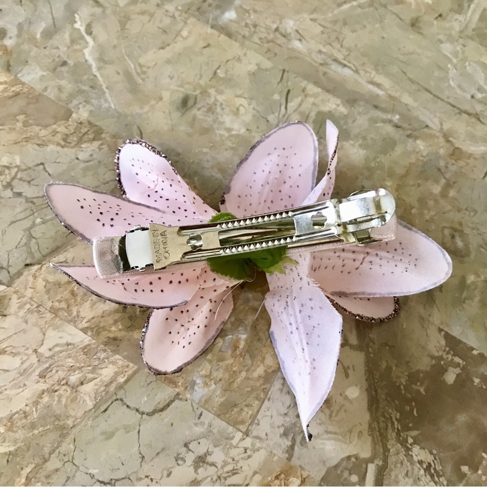 š„Pink Orchids Hair Clip Barrette Pink/Greenā - Picture 8 of 11